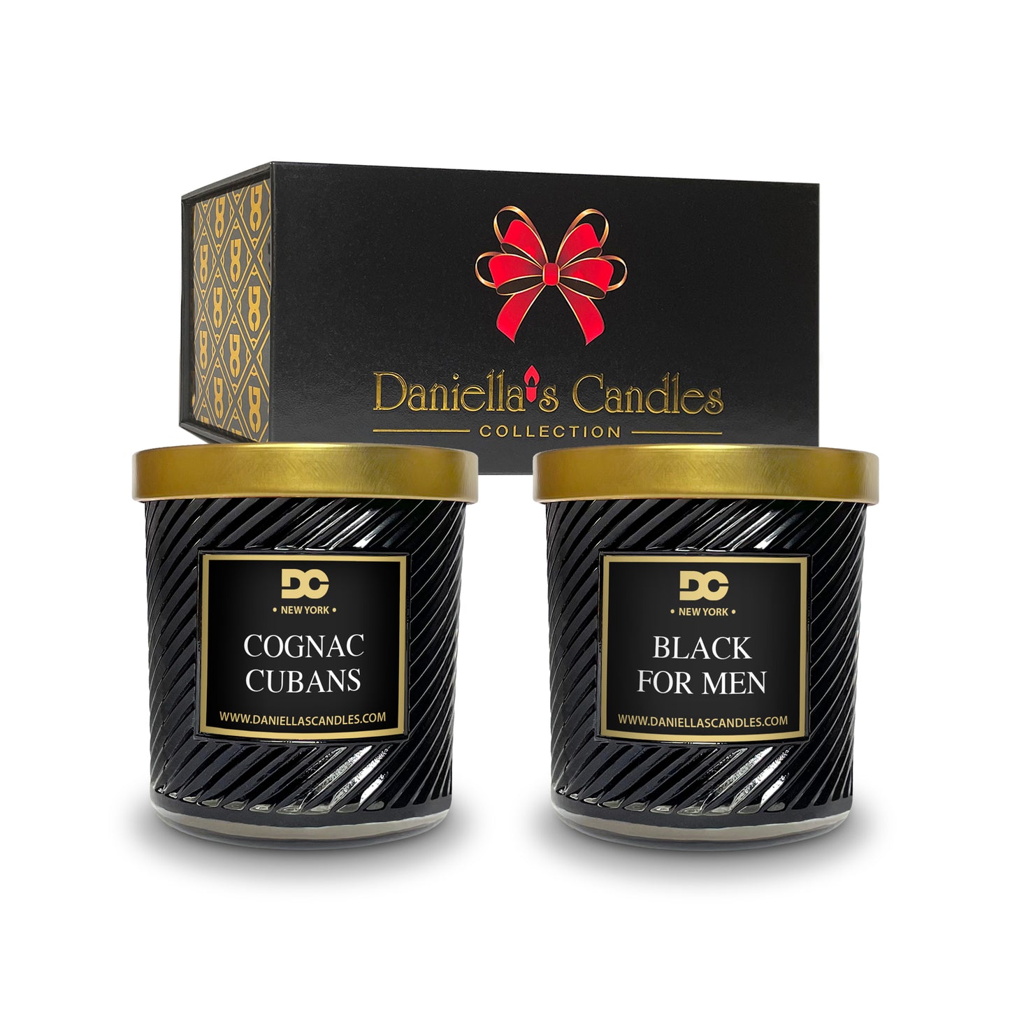 The Men's Collection Candle Gift Set - Black For Men & Cognac Cubans-0